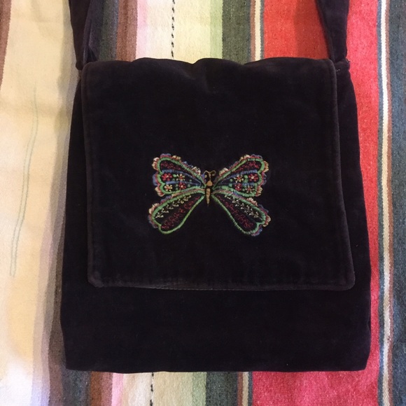 Handbags - Vintage Embroidered Velvet Bag / Purse